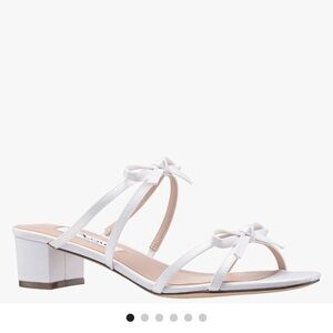 Nina Shoes White Strappy Bow Low Block Heel Sandal